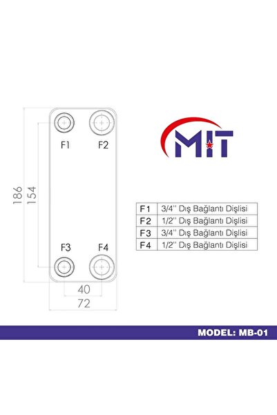 MIT Mb-01 Lehimli Tip Plakalı Isı Eşanjör (20 PLAKALI)