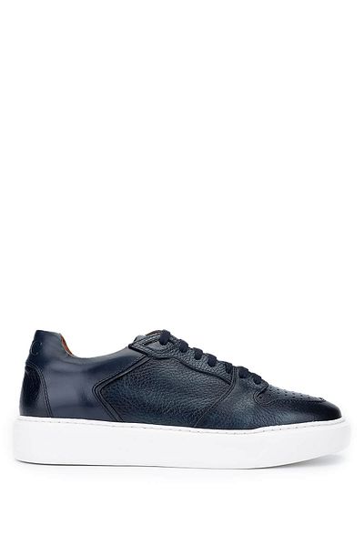 Tamer Tanca Men's Genuine Leather Navy Blue Sneakers & Sports Shoes