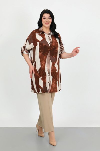 By Alba Collection Γυναικείο χιτώνα από βαμβακερή βισκόζη με μαύρισμα σχέδιο