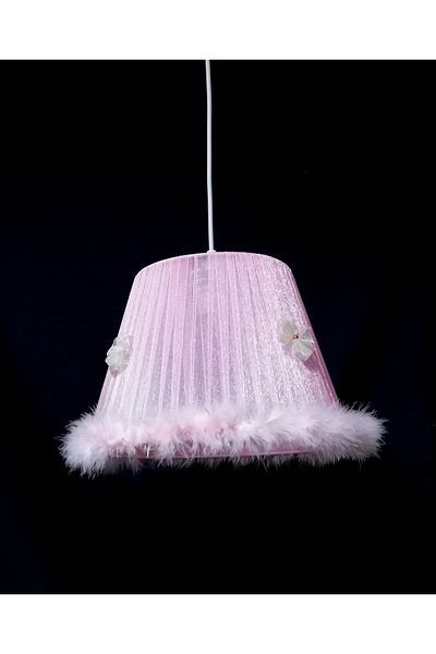 TEKAY AYDINLATMA Pink Feather Chandelier Children's Room Chandelier
