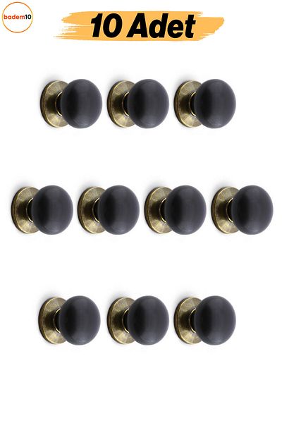 Badem10 (10 buc.) Buton polimer negru, galben antic, mobilier, dulap de bucătărie, sertar, dulap, mâner