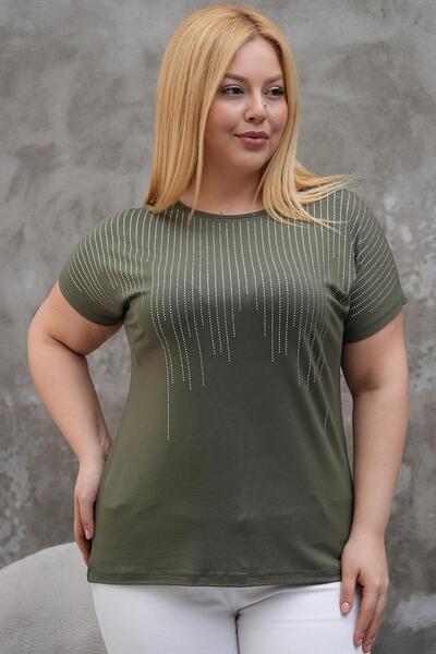 Siyezen Plus Size Bat Sleeve Stone Blouse