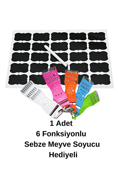 YAKUT 25 Parça Baharat Kuruyemiş Kavanoz Etiketi Sticker+Kalem+(1 Adet Sebze Meyve Soyucu Hediyeli)