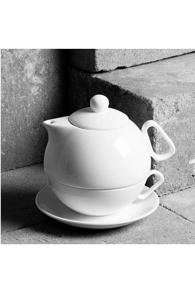Ambition Teapot, cup and saucer set, 3 pieces, Salsa