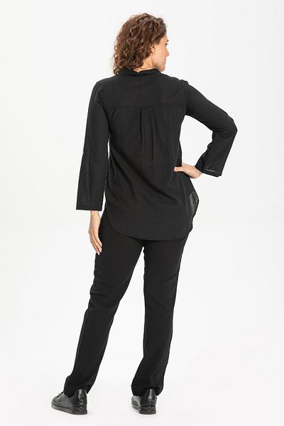 Eliş Şile Bezi Bluză de vară cu mânecă lungă Shile Cloth Acacia Negru Negru
