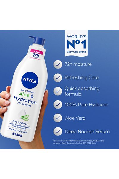 NIVEA NIVEA Aloe & Hydration Body Lotion, Aloe Vera, Normal to Dry Skin, 625ml