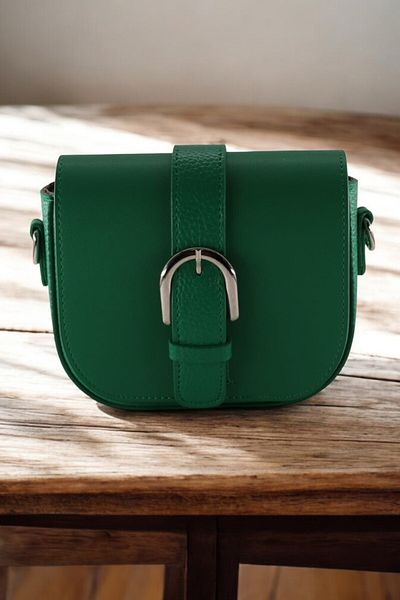 HFKY Geantă de umăr verde Mini Box. Geantă Çim Mini Crossbody.ry0218