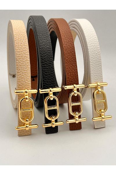 Tina Set of 4 Gold Buckle Women's Belt Trouser Belt Dress Belt Shirt Belt Coat Belt