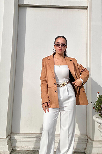 Damla Demli سترة من جلد الغزال الجملي عالية الجودة