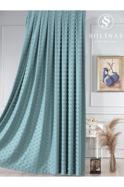 Solinas Collection Paris Mint Yeşili 1 X 3 Sık Pile Fon Perde - Tek Kanat