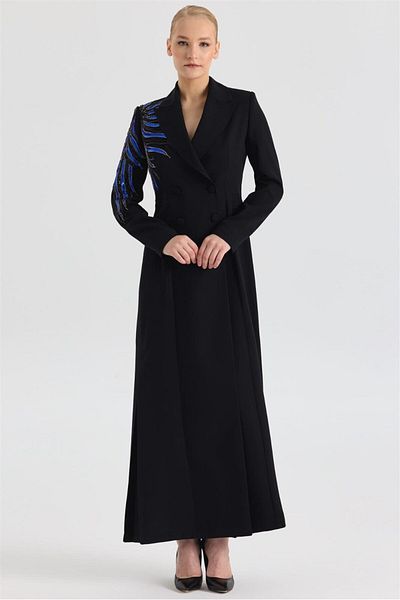 CLIO Clio Pul Sequin Embroidered Crepe Long Jacket