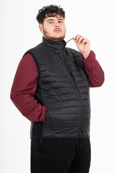 MARATON Plus Size Men's Stand Collar Sleeveless Black Vest 21876