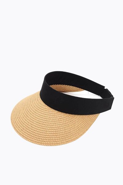 Külah Women's Wide Brim Camel Visor Straw Beach Hat