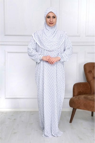REİSA 100% Cotton Headscarf One-Piece Prayer Dress