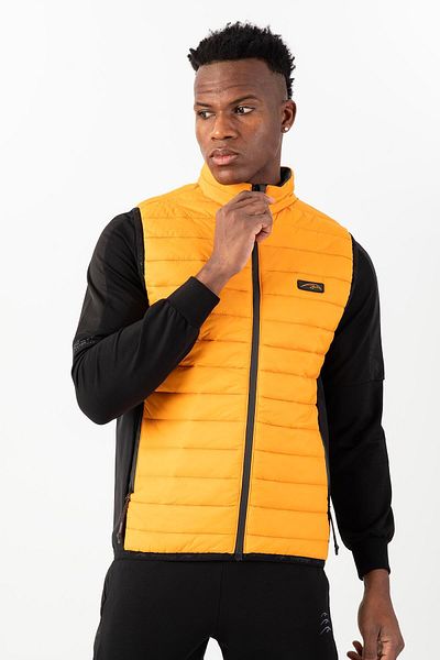 MARATON Regular Men's Stand Collar Sleeveless Saffron Vest 21517