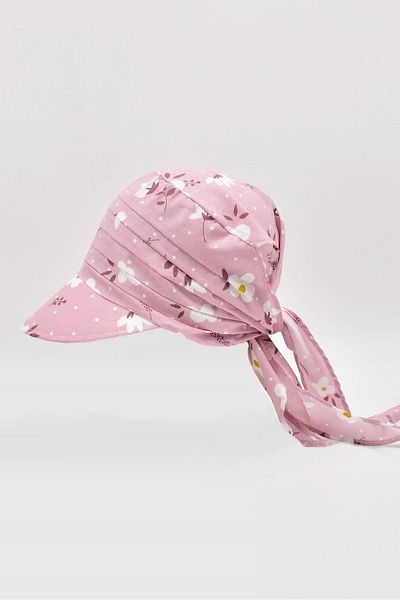 Külah Women's Pink Tie-Up Scarf with Brim Bandana Beach Hat