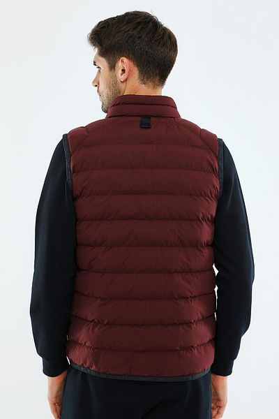 MARATON Regular Men's Stand Collar Sleeveless Claret Red Vest 20193