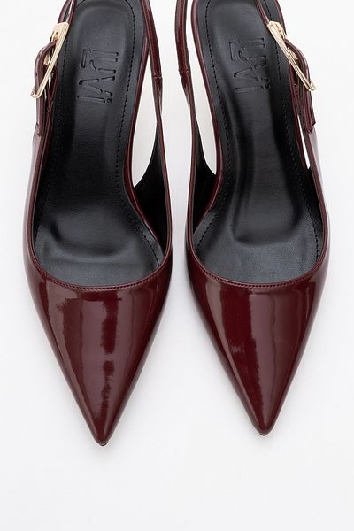 LuviShoes Γυναικεία παπούτσια με λεπτό τακούνι ARTY μπορντό λουστρίνι με μυτερή μύτη