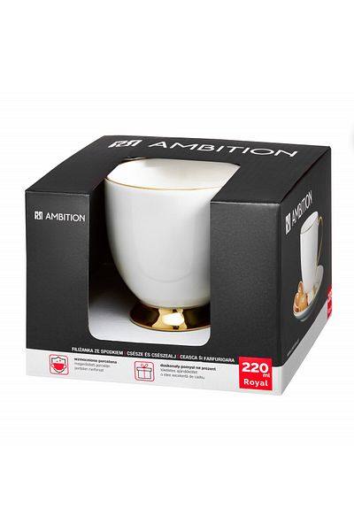 Ambition Ceasca cu farfurioara 220ml, alb, Royal