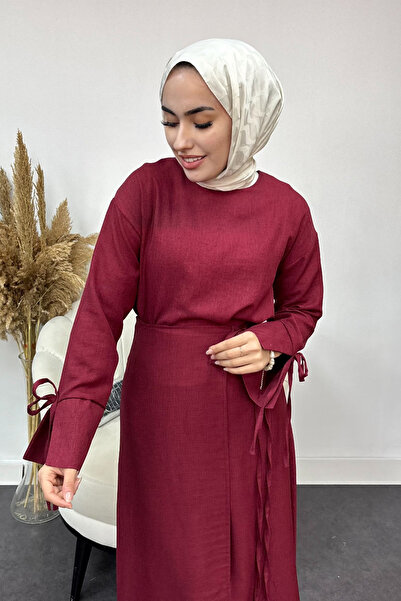 Tesettür Diyarı Women's Sofia Linen Skirt Tie Suit