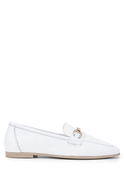 Tamer Tanca Women's Genuine Leather White Loafer Shoes