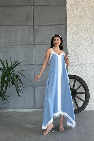 CİDDE Rochie maxi din țesătură Ayrobin cu tăietură asimetrică și curea de frânghie reglabilă