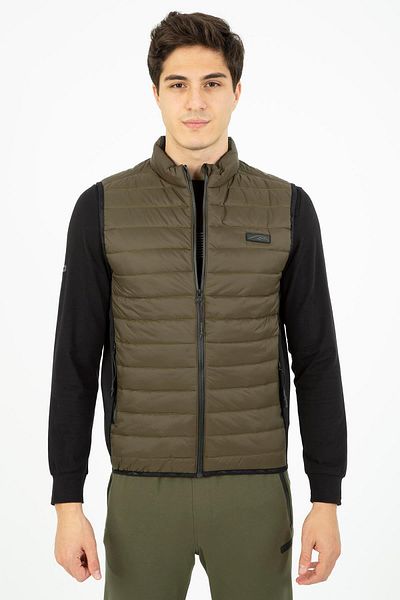 MARATON Regular Men's Stand Collar Sleeveless Khaki Vest 21517