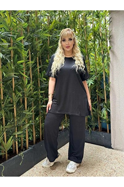 MODA Women's Large Size Casual Cut so Slitted Flexible Twist Fabric Suit