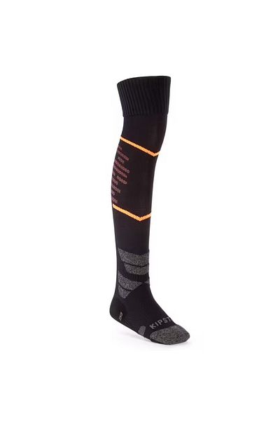 Decathlon Children's Football Socks - Long Top - Black/Orange - Clr