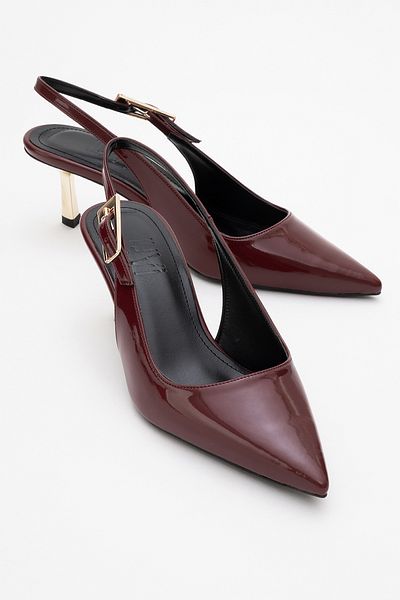 LuviShoes Γυναικεία παπούτσια με λεπτό τακούνι ARTY μπορντό λουστρίνι με μυτερή μύτη