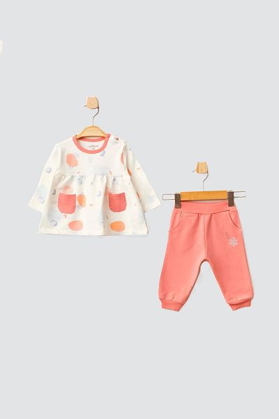 Aziz Bebe Baby Girl Patterned Sweatshirt Pants 2-Piece Bottom Top Baby Set 3 Months-36 Months