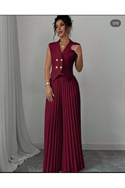 guller tekstil KADIN yelekli piliseli pantolon ikili takım