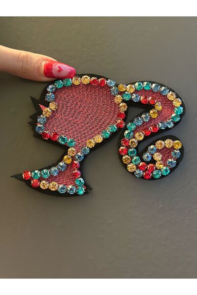 Gönülden Tasarım ZİRKON TAŞLI PEMBE KIZ ARMA DİKİŞ APLİKE 12X10 CM