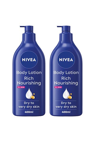 NIVEA Nourishing Body Lotion, Almond Oil & Vitamin E, Extra Dry Skin, 400ml, Pack of 2