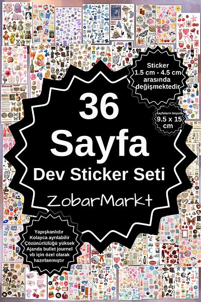 ZobarMarkt ONLINE MARKETING 36 Sheets Sticker Set – Custom Stickers Pack for Bullet Journal & Agenda Decorate