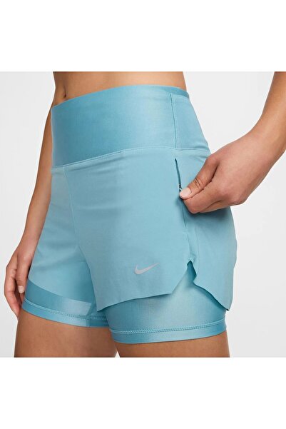 Nike Dri Fit Swift 3in 2N1 Κοντό Γυναικείο Ανακλαστικό Σορτς με 3 Τσέπες Μπλε