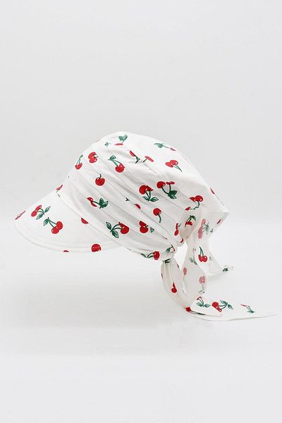Külah Cherry Patterned Brim Bandana for 8-15 Years Old Children - Beach Hat