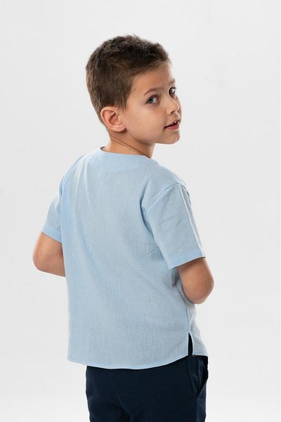 Eliş Şile Bezi Tricou cu mânecă scurtă din pânză Sile cu împânzire Vară băiat Ice Blue 3027
