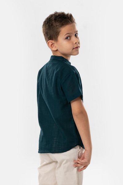 Eliş Şile Bezi Tricou pentru băiat cu mânecă scurtă din bumbac slub Bodrum Summer Dark Petrol 3069