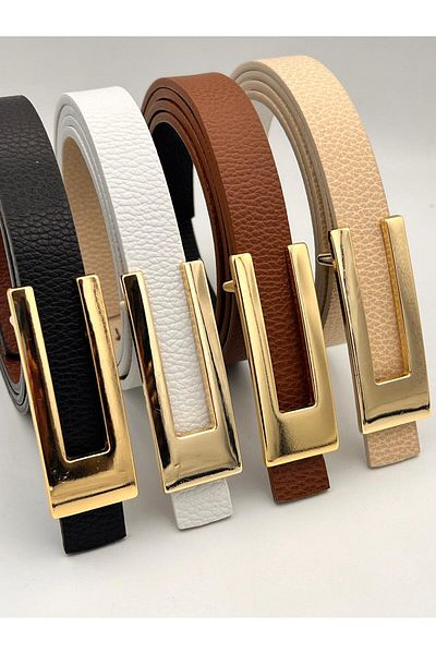 Tina Set of 4 Gold Buckle Women's Belt Trouser Belt Dress Belt Shirt Belt Coat Belt