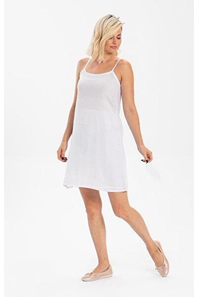 Eliş Şile Bezi Adjustable Rope Strap Cotton Petticoat - Sile Cloth Dress and Underskirt Set of 2 White-White Byz/B