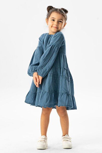 Eliş Şile Bezi Довгорука літня сукня з мусліну для дітей Indigo indg