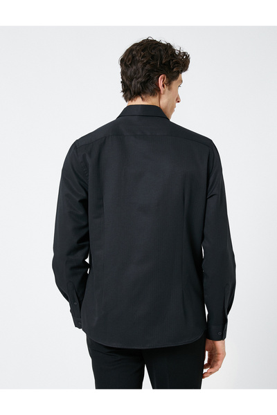 Koton Basic-Hemd, klassischer Manschettenkragen, lange Ärmel, geknöpft, bügelfrei