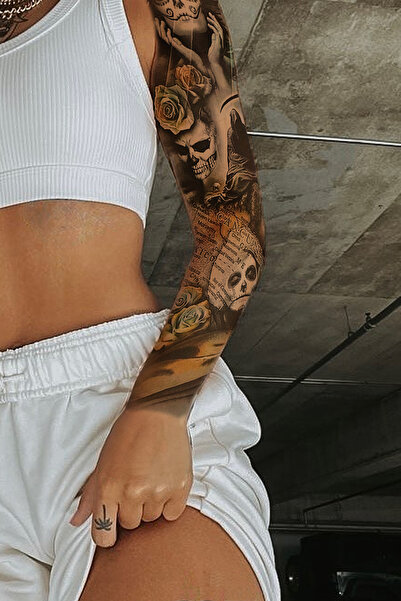 SERRANO Geçici Azrail Ve Kadın Modelli Kol ve Bacak Kaplama Dövmesi / Tattoo