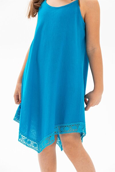 Eliş Şile Bezi Çağla Şile Cloth Girl's Summer Dress Turquoise Trkz