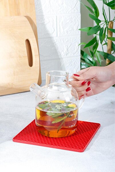 HOMENIVA 2 Pieces Red Silicone Trivet - Square Round Trivet