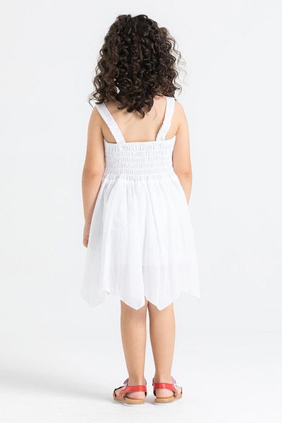 Eliş Şile Bezi Strappy Voile Emel Καλοκαιρινό Παιδικό Φόρεμα Λευκό Byz
