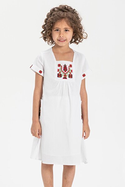 Eliş Şile Bezi Rochie de vară pentru copii Angel Sile Cloth White Byz