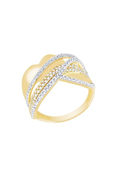 Diamond Line-Gülaylar 14 Ayar Altın Taşlı Klasik Yüzük