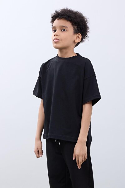 Perendi Μπλουζάκι για αγόρια 2 τεμαχίων Oversize - Croco Print Ecru & Μαύρο Συνδυασμός